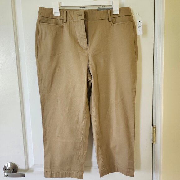 NWT Talbots Perfect Skimmer Slim Leg Pedal Pusher Pants Size 10 in Tan cotton - Picture 13 of 14